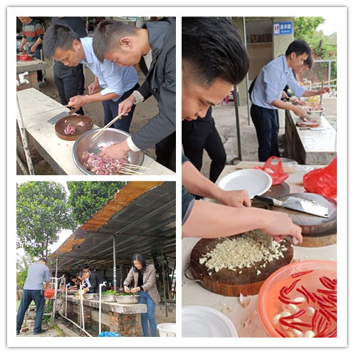 貝朗員工燒烤清洗食材現(xiàn)場(chǎng)